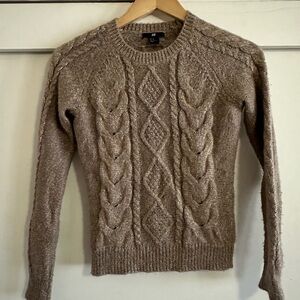 H&M Sparkly Brown Knit Sweater Size XS